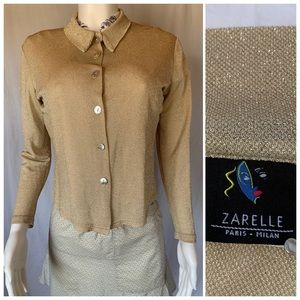 Vintage Zarelle metallic gold button down blouse